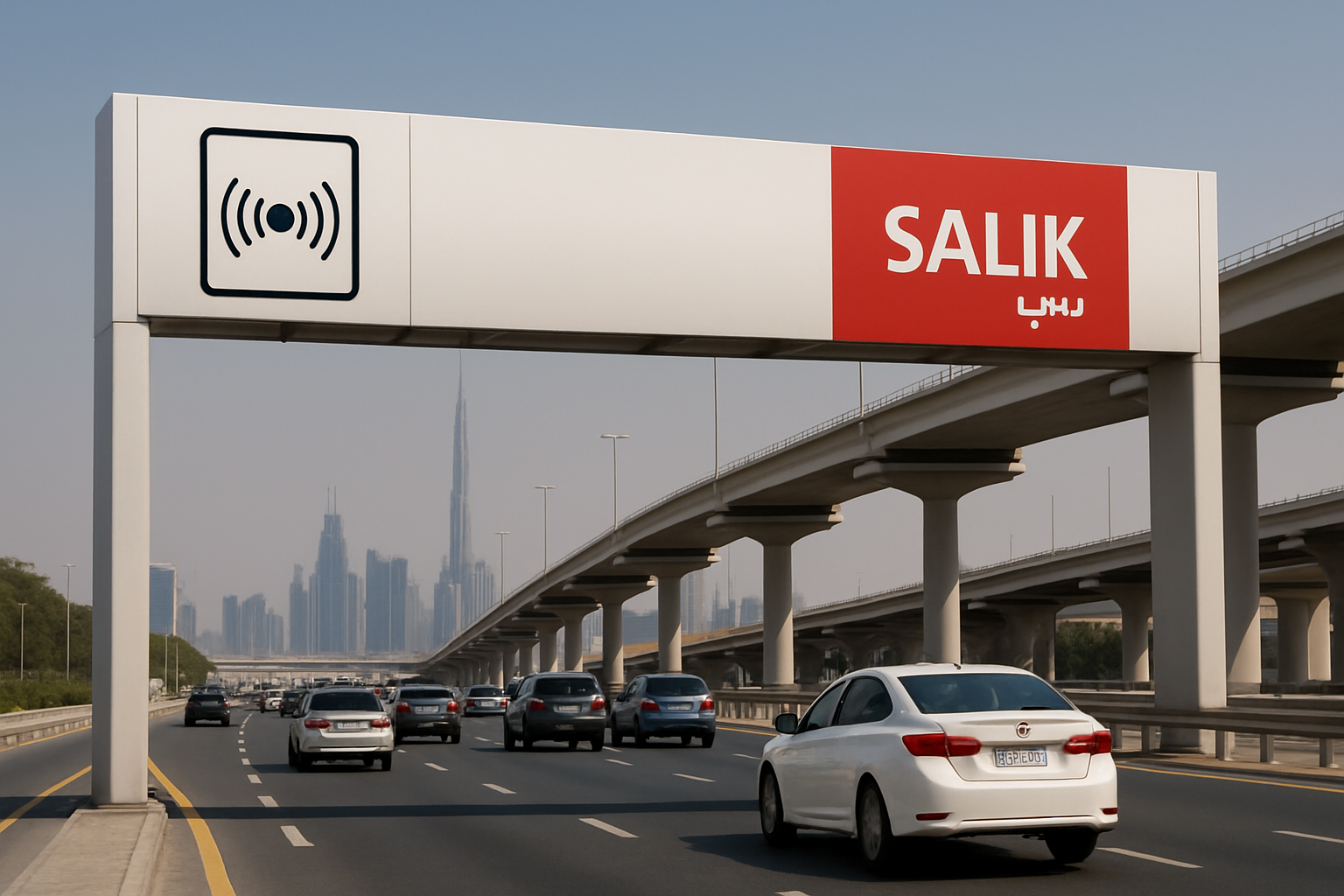 Electronic toll collection system in use on Dubai road
