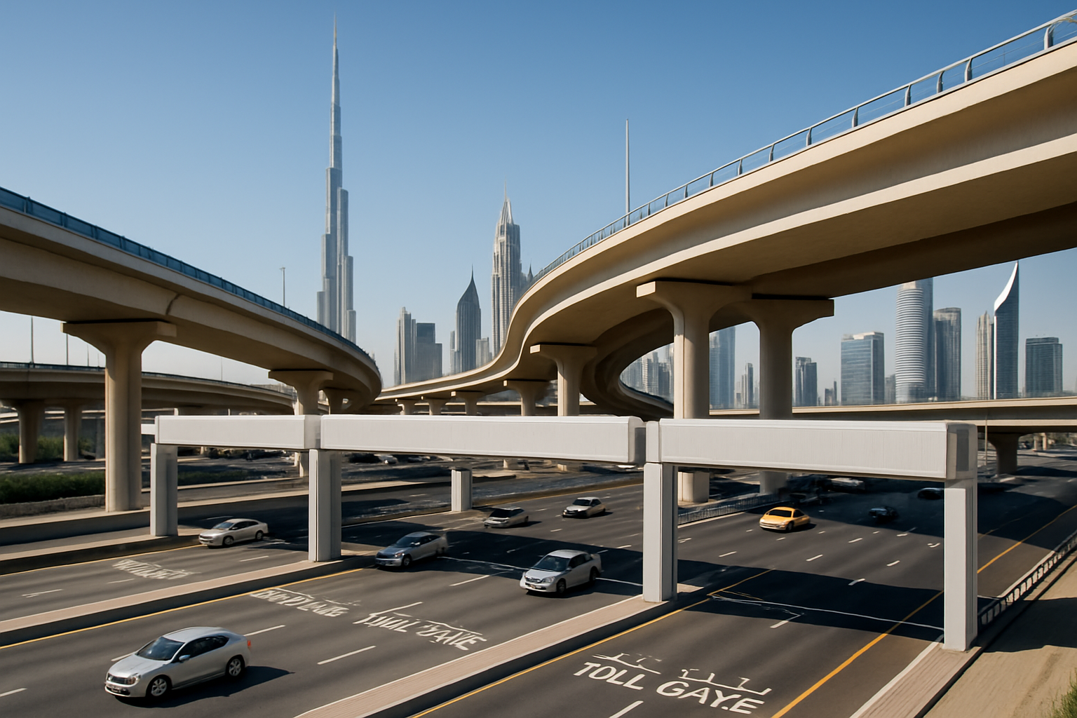 Modern toll road infrastructure in Dubai